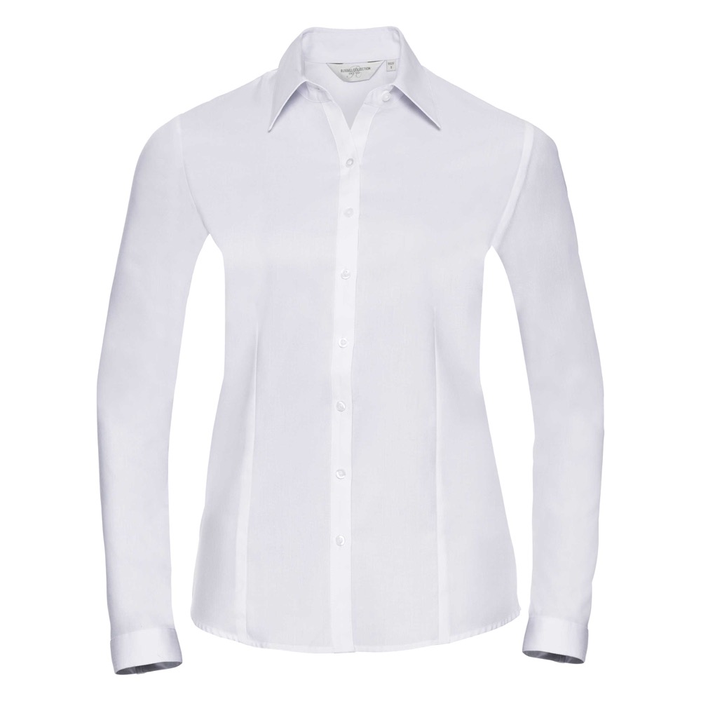 R962F-LADIES LONG SLEEVE HERRINGBONE SHIRT